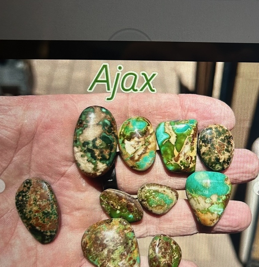 Ajax Mine turquoise cabochon, hand-cut at the L3 Designs bench